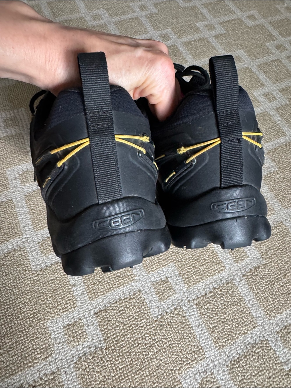 KEEN Venture Waterproof Hiking Trail Shoes Black Yellow Size 13 - Picture 10 of 15